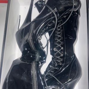 Delight 2023 Black Mid-Calf Pleaser Heels
